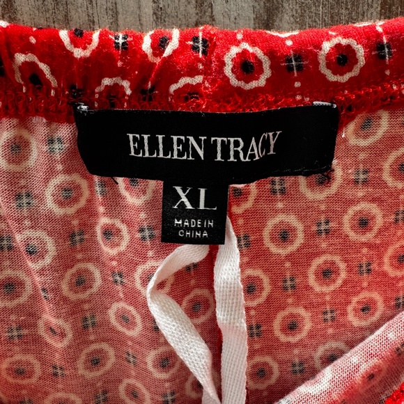 Ellen Tracy 2 Piece Pajama Set XL Red Black Button Down Long Sleeve Stretchy NWT - Picture 8 of 12